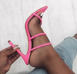Sandals High Thin Heels Black Green Orange Peep Toe Pointed Ladies Slippers Size 36 To 42 Slides Party Dress