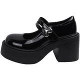 Children British Style High-Heeled Small Leather Shoes 2024 Summer New Black Thick Heels With High Soles Mary Jane