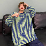 Harajuku Unisex T-shirt Men Stripe Tops Loose Long Sleeve TShirt Women Streetwear Pull Femme