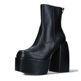 style autumn winter boots elastic microfiber shoes woman ankle boots high heels black thick platform long knee high boots