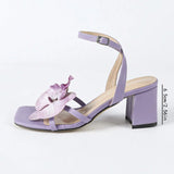 Breakj Women's High-Heeled Shoes Three-Dimensional Orchid Head Thick And Spring And Summer Fashion Night Party Purple