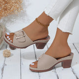 Women Slippers Summer New Fashion Soft Platform Shoes Ladies Chunky Heels Buckle Designer Slip-on Party Slippers