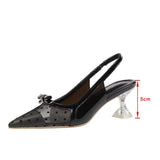 Sandals Polka Dot Pointed Toe High Heels Ladies Pumps Elegant Fashion Bowknot Summer Ladies Shoes Slip on Footwear