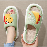 Slippers Cartoon Thick Autumn Linen Platform Indoor Ladies Slipper Soft Non-Slip Home Floor Men Summer Couples Shoes