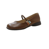 Mary Jane Shoes 2024 New Spring Round Head Low-Heeled Evening Shoes French Dress Single Small Leather