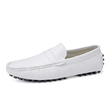 Men's Comfortable Soft-soled Leather Casual Shoes Plus Size Fashion Loafers Men Outdoor Hiking Shoes White Bottom