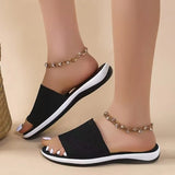 Breakj Size Thick Low Slippers Female Polyurethane Bottom Lightweight Flying Knit Pine Cake Low One Line Beach