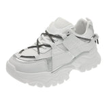 Mesh Chunky Sneakers Casual Shoes Women Sneakers Comfortable Thick Sole White Flats Platform Sneakers Round Toe Lace