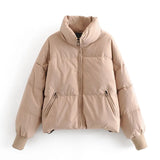 Autumn Winter Women Fashion Thick Warm Padded Parkas Coats Female Long Sleeve Pockets Coat Chic Elegant Outerwear