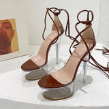 Fashion Open Toe Ankle Strap Transparent Platform stripper heels Sandals Ladies Nightclub Party Dress Women