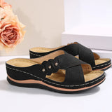 Breakj New Summer Female Thick Bottom Slope With Slippers Large Size Casual Cross With Rivet Decoration Slippers