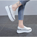 Women Slip on Loafers Ladies Sewing Platform Vulcanized Shoes Woman PU Leather Fashion Casual Footwear Female Comfort Shoe