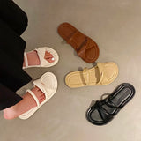 Women Sandals Slippers Luxury Designer Flats Slides Summer Comfort Elegant Shoes Woman 2024 Trend Outdoor Casual