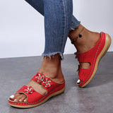 Breakj Summer New Thick-Bottomed Slippers Car Sewing Round Head Flowers Decorated Casual Slippers Women's Shoes Thick