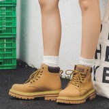 Breakj Yellow Boots British Cargo Martin Boots Men's Ankle Boots 2024 Spring And Autumn Single Boots Platform Versatile Hiking Boots
