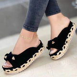 Women Sandals Casual Wedges Heels Slippers For Summer Shoes Women Peep Toe Straw Heels Sandalias Mujer Sweet Platform
