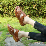Slippers Women's 2023 Size Sandals Women's Hollowed-Out Cross-Leisure Slope Heels Ladies