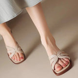 Breakj 2023 New Fashion Women's Shoes Hollow Out One-Word Outside Wear Flat Slippers Cool Drag Female Hot