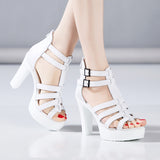 Sandals Women's 2023 Summer High-Heeled Thick-Soled Waterproof Table Soft Leather Fashion Large Size 4143 Fish Mouth