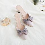 High-Heeled Sandals Summer's New Pointed Bow Bow Head Women's Slippers With Thin Heels And