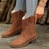 Breakj New Autumn And Winter Women's Boots Large-Size Pure Color Fashion Coarse And Pointed Martin