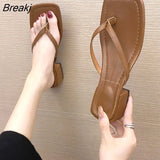 Women's Flip Flops 2023 New Summer Square Toe Chunky High Heel Slippers for Women Fashion Trend Casual Sandals Zapatillas
