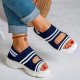 Fashion Sandals Women Mesh Hollow Out Ladies Sandals Flat Low Heels Comfy Durable Stripe Women Shoes Large Size