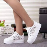 Women Shoes 2023 Fashion Summer Casual White Shoes Cutouts Lace Hollow Breathable Platform Flat Shoes Woman