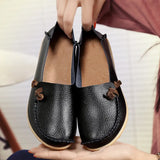 Leather Shoes Flat Bottom Ladies Casual Mom Shoes Soft Loafers Women's Shallow Summer Comfort Flats Nursing Shoes
