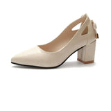Summer Large Size Thick Heel High Heel Women's Shoes Professional Shallow Mouth Pointed Black Bow Sandals