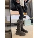 Breakj With Thick-Sleet Hair Edge To Keep Warm Cotton Shoes In The Long-Singed Snow Boots Women Winter