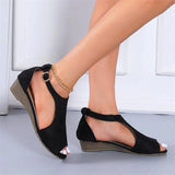 Open Toe Wedges Sandals Woman 2022 Summer Shoes Woman Fashion Gladiator Sandals Buckle Strap Wedges Shoes Casual Solid