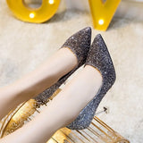Women Shoes Pointed Toe Pumps Sexy Bling Bling Patent Leather Dress High Heels Boat Shoes Shadow Wedding Shoes Zapatos Mujer