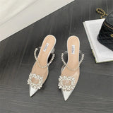 Breakj Spring And Summer New 35-42 Women's Glass And Transparent Pointed Sandals High Heels High