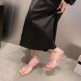 Breakj Crystal High Heels Women In The Spring Of 2025 New Fashion Wearing Sandals Coarse Heels Square Head With