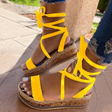 Summer Women Square Sandals Headgear Toe Ring Strap Ankle Strap Roman Sandals Female Large Size Flat Outer Sandals