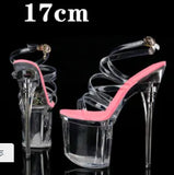 Breakj 34-43 Ultra High Heel Fishmouth Silver Heel Cross Strap Sandals Nightclub Sexy