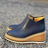 Women's Autumn Boots Round Toe Comfortable Platform Shoes Non-Slip Casual Lady Ankle Boots Side Zip Retro Female Mujer