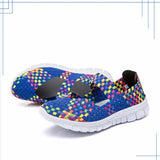 Size Women Flat Shoes 2021 Fashion Elastic Band Weave Shoes Women Comfort Flat Shoes Women Casual Loafers Zapatos De