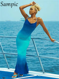 Casual Summer Beach Women Long Strap V Neck Bohemian Bodycon Dress 2022 Sexy Club Party Print Backless Wrap