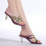 Slippers In The Summer Of 2024 Women's Fishmouth Shoes With Diamond Stilettos And Diamond Slippers Are Worn