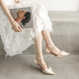 Breakj Women's 2025 Autumn New Bow Buckle With The Fine Heel Casual Net Red Women's Singles