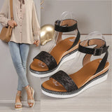Size Sandals Women 23 Summer New Thick Soles Round Head Buckle Leisure Fashion Slope Heel Beach