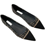 Single Shoes Women's 2023 Autumn And Winter New Spring And Autumn Pointed, Small Fragrant Style, Low Heels, Flat Soles, Shallow Mouth And Four Seasons Ladle