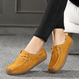 Breakj Soles Mother Shoes Spring And Autumn Beans Shoes Leather Soft-Soled Pregnant Women's Shoes Flat Soles Single Shoes Pedal Large Women's