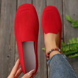 Breakj Size Casual Shoes Female Spring And Summer New Single Shoes Square Head Flat Fly Woven Lazy