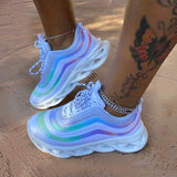 Size Sneakers Hot Sale, 2020 Autumn and Winter New Color Matching Platform Lace-up Women's Casual Shoes Zapatillas