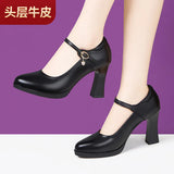 Cheongsam Performance, Catwalk Training, Single Shoes, Women's Leather, Thick Heels, Comfortable Middle Heel, Soft Soles, Mother's Work