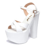 Heel Sandals Thick-Soled Catwalk Shoes Super High Heel Waterproof Platform 15Cm Nightclub Women's Shoes Large Size Hate Banquet