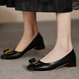 Bridal Wedding Shoes Woman Metal Decoration Pumps Bowknot High Heel Designer Brand Chunky Heels Shoes Ladies Dress